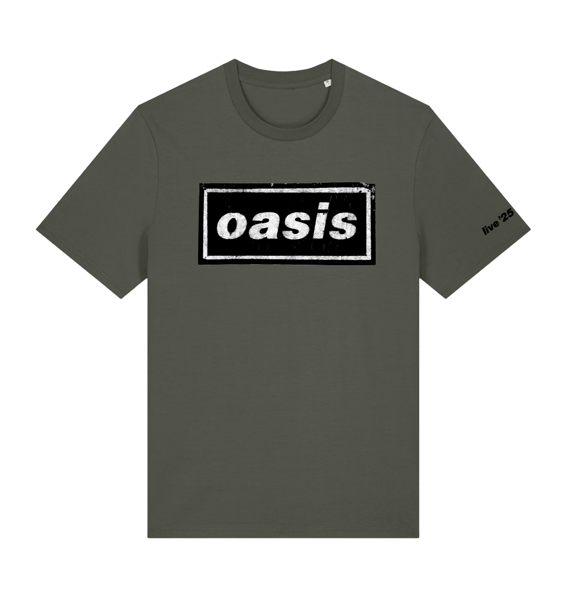 Live '25 Stencil Logo T-Shirt Khaki – Oasis Live '25