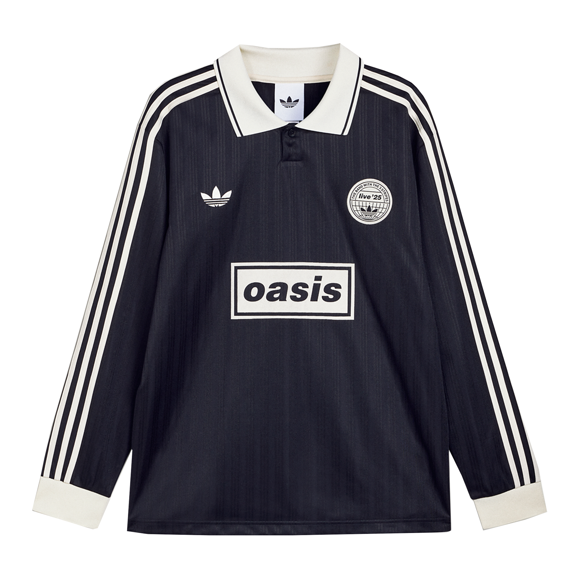 Live '25 adidas Long Sleeve Football Shirt Black/Cream White Live '25 adidas Long Sleeve Football Shirt Black/Cream White
