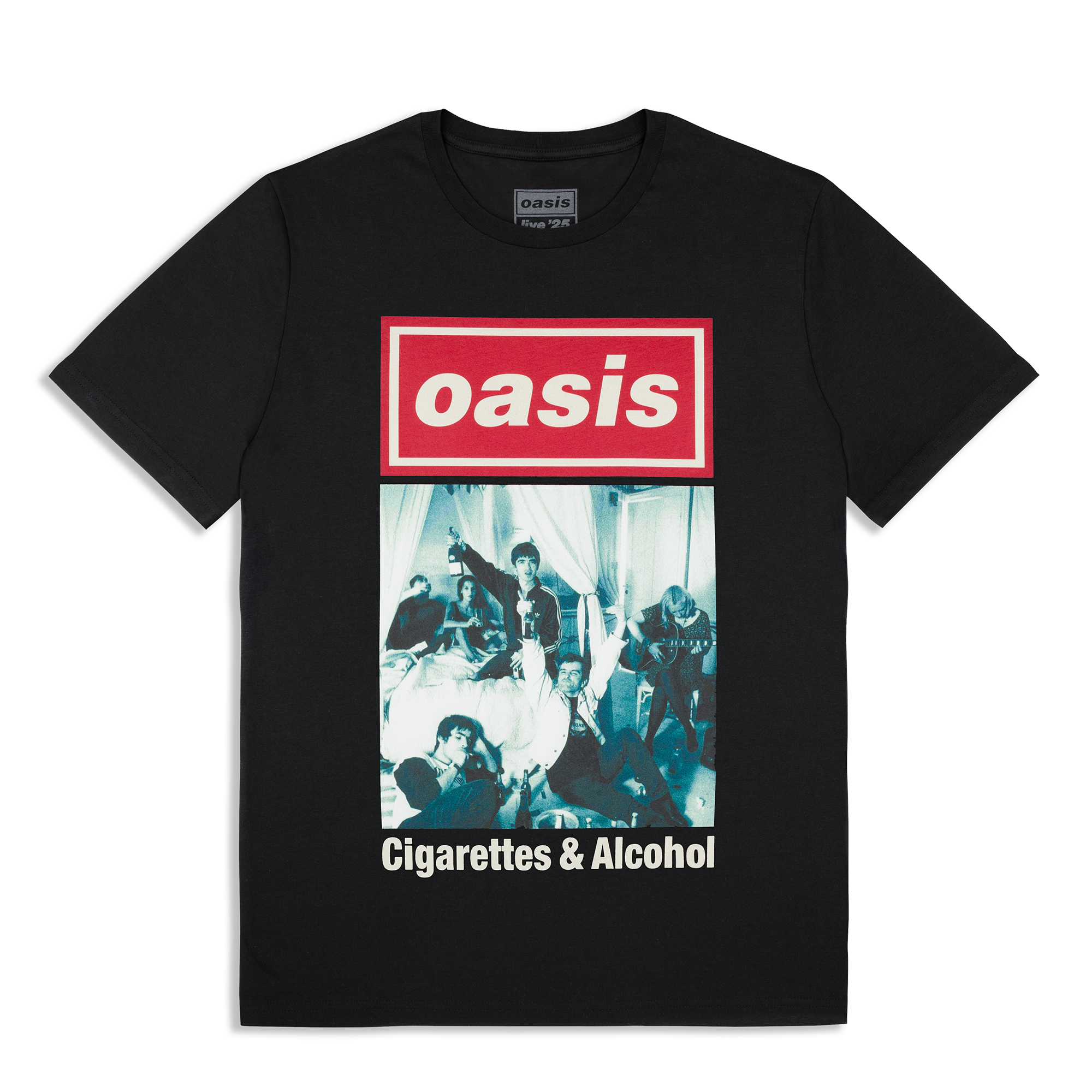 Live '25 Cigarettes & Alcohol Cover T-Shirt Black – Oasis Live '25 Cigarettes & Alcohol Cover T-Shirt Black – Oasis