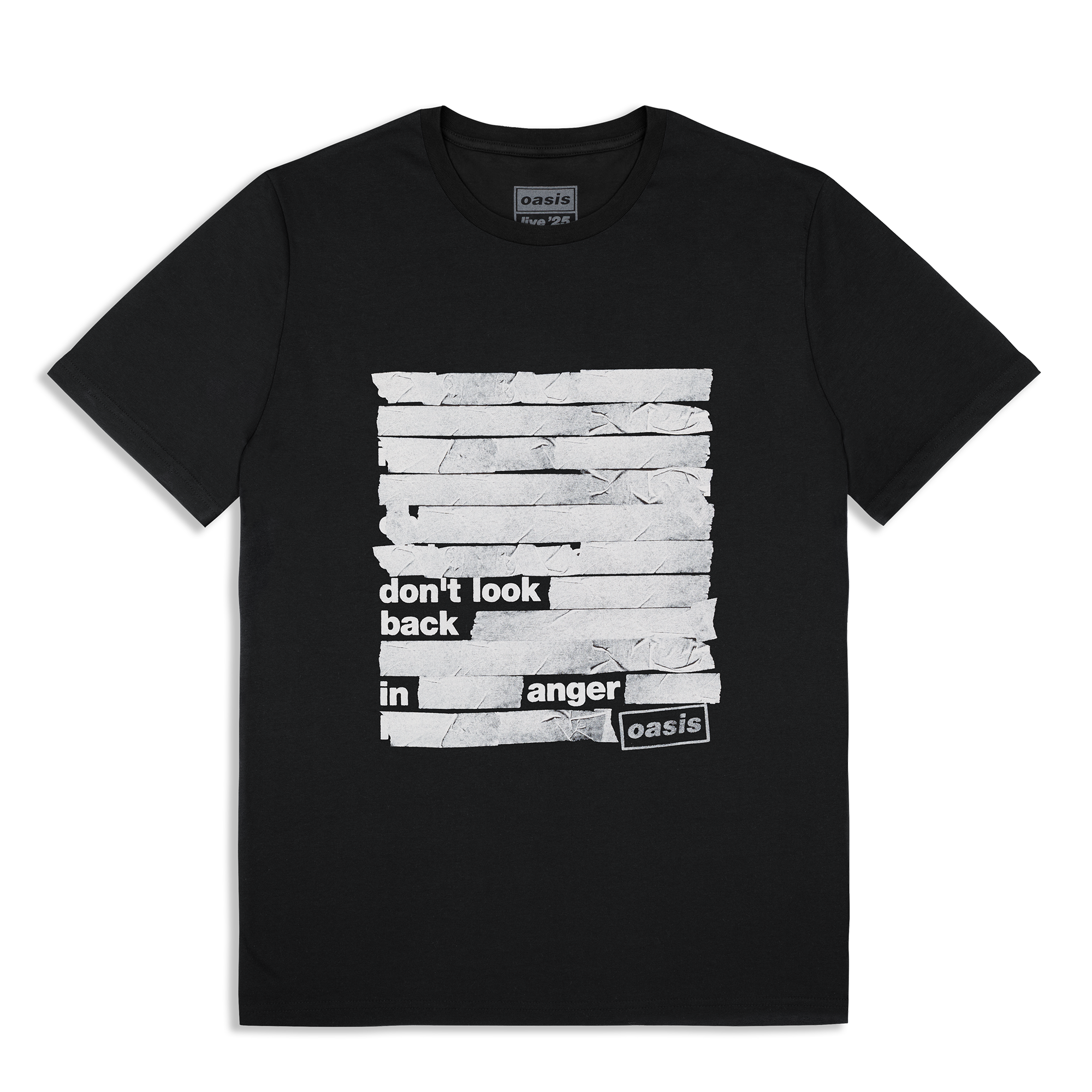 Live '25 Don't Look Back In Anger Tape T-Shirt Black